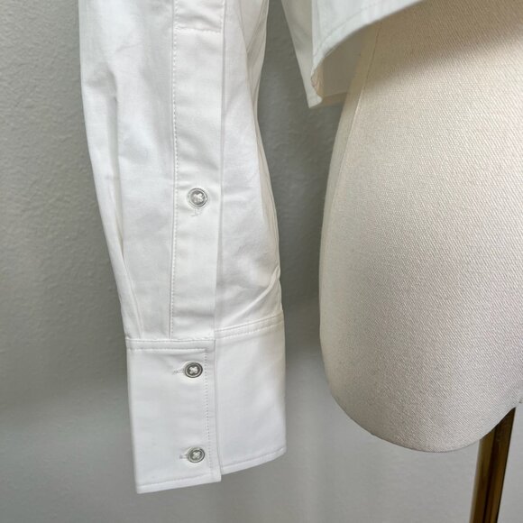 CHRLDR White Cropped Button Down with Asymmetrical Pocket - Size XS - Picture 4 of 6